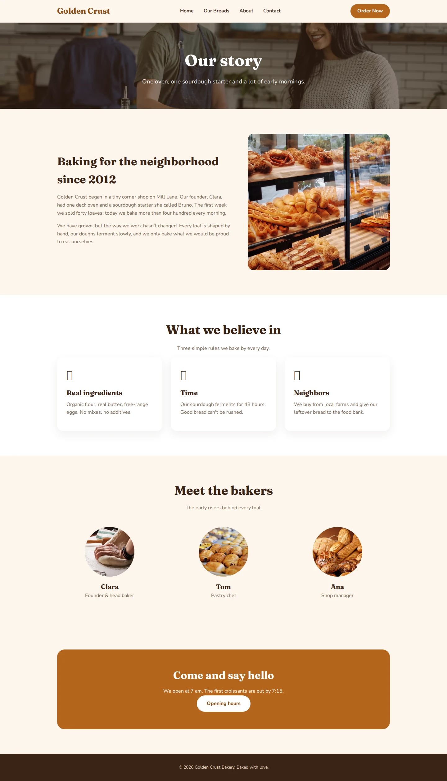 The About us page in WordPress at /about/, on a desktop screen