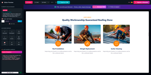 Web2Elementor editor preview
