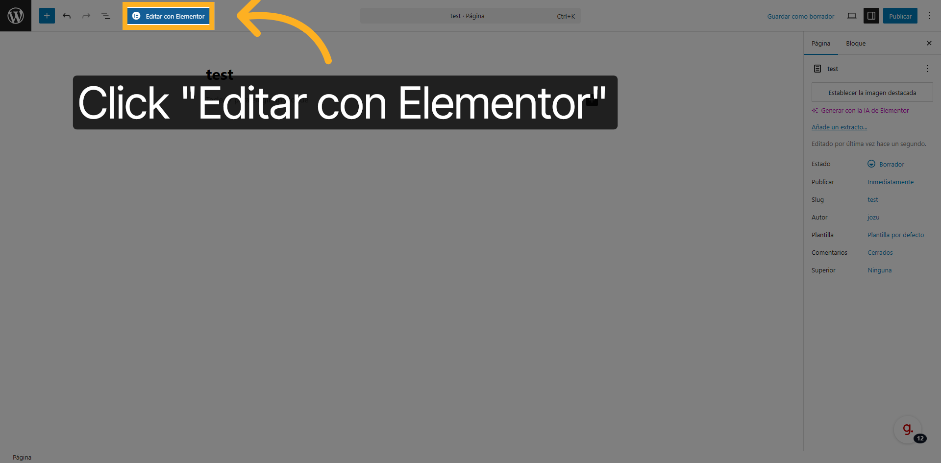 Edit with Elementor button
